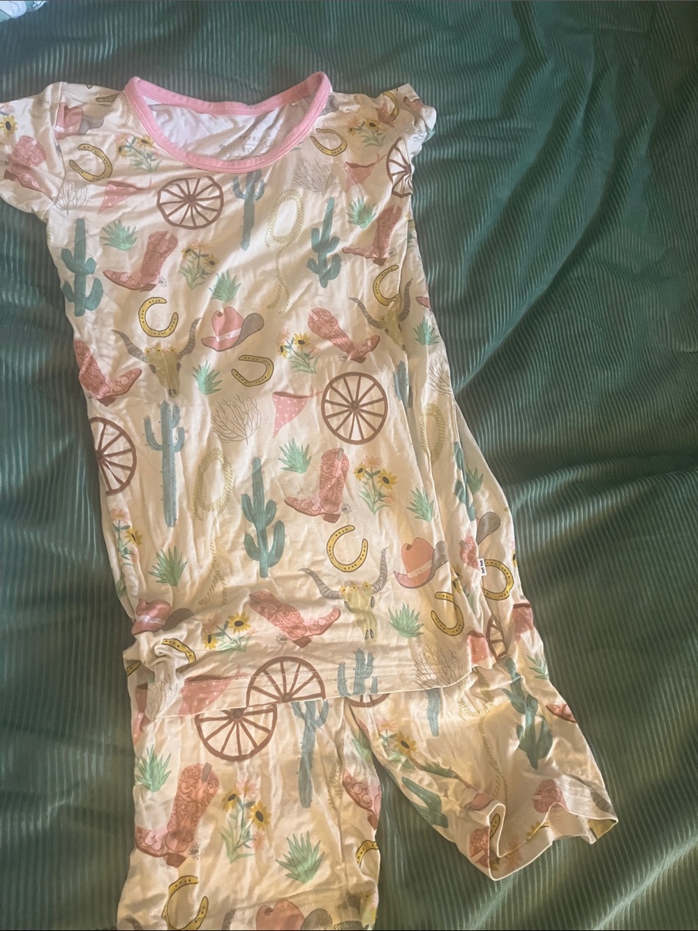 Girls Western Print Pajama Set - Pink Accents